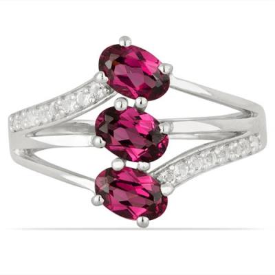 BUY NATURAL RHODOLITE GEMSTONE RING IN 925 SILVER